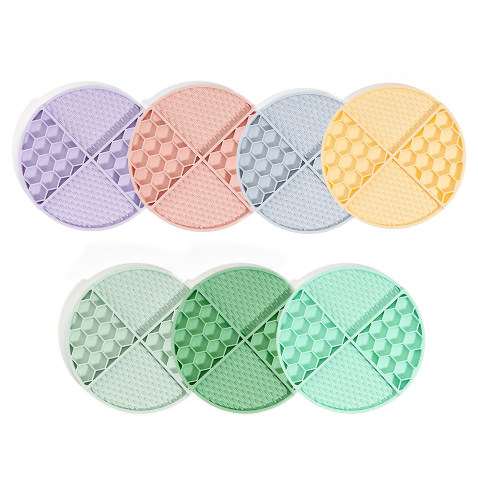 2 Pcs Pink Honeycomb Pet Slow Feeder Bowl - Anti-Choke Silicone Lick Mat with Suction for Dogs