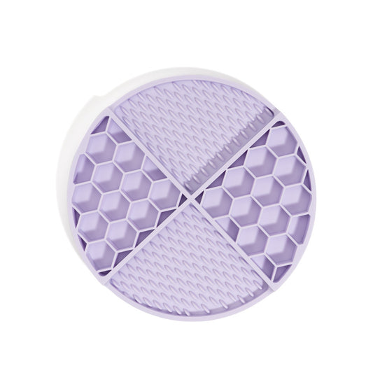 2 Pcs Purple Honeycomb Pet Slow Feeder Bowl - Anti-Choke Silicone Lick Mat with Suction for Dogs