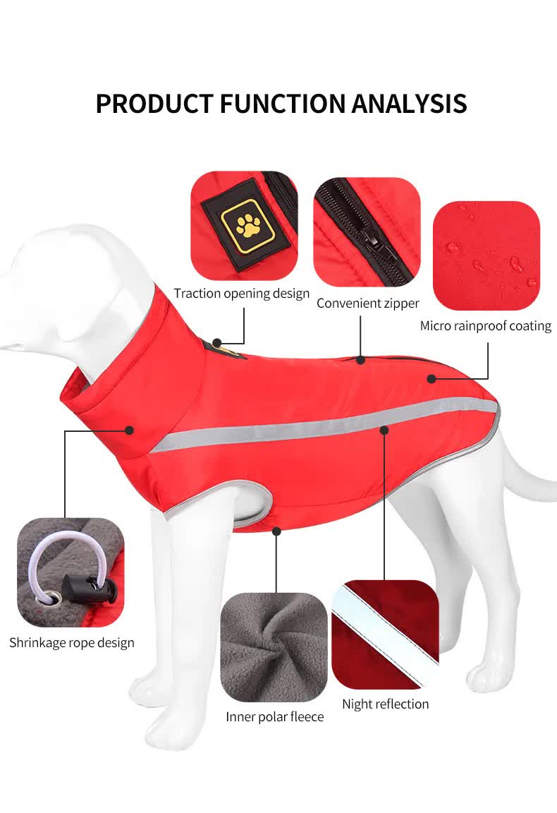 Pink Reflective Winter Dog Jacket - Warm & Waterproof Outdoor Coat - 2XL