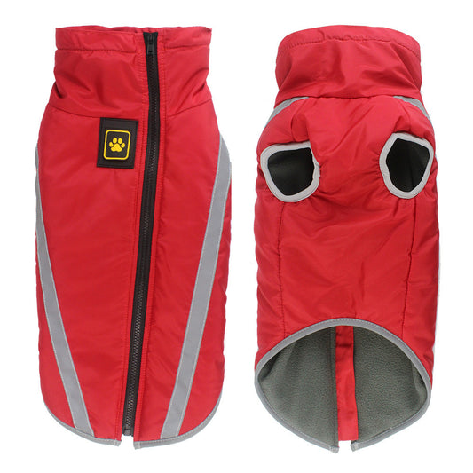 Red Reflective Winter Dog Jacket - Warm & Waterproof Outdoor Coat - 3XL