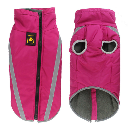Pink Reflective Winter Dog Jacket - Warm & Waterproof Outdoor Coat - 3XL