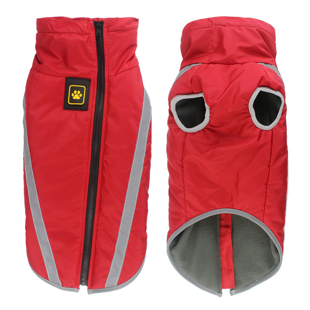 Red Reflective Winter Dog Jacket - Warm & Waterproof Outdoor Coat - 5XL
