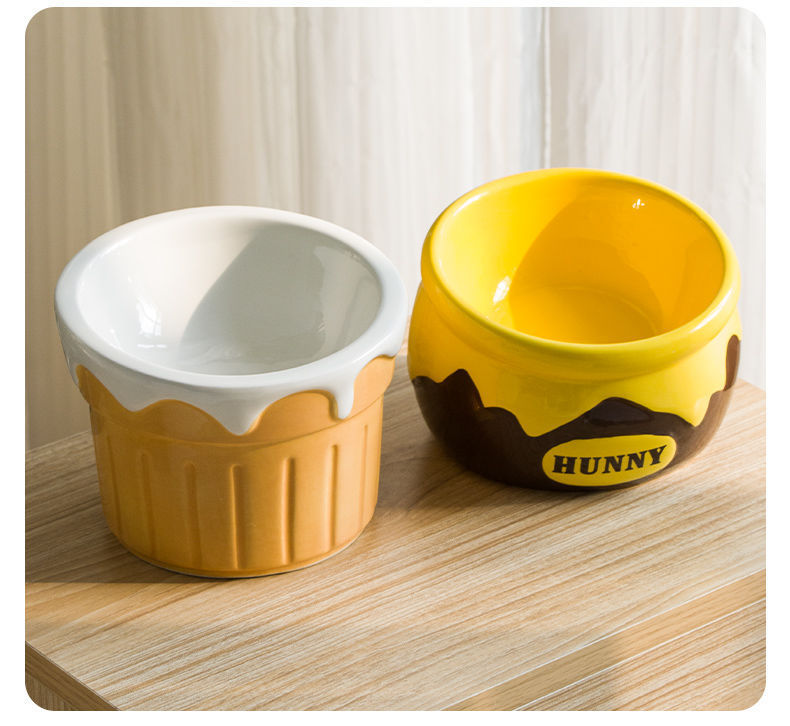 Premium Elevated Pet Bowl with Ergonomic 15° Tilt & Large Capacity - Honeypot
