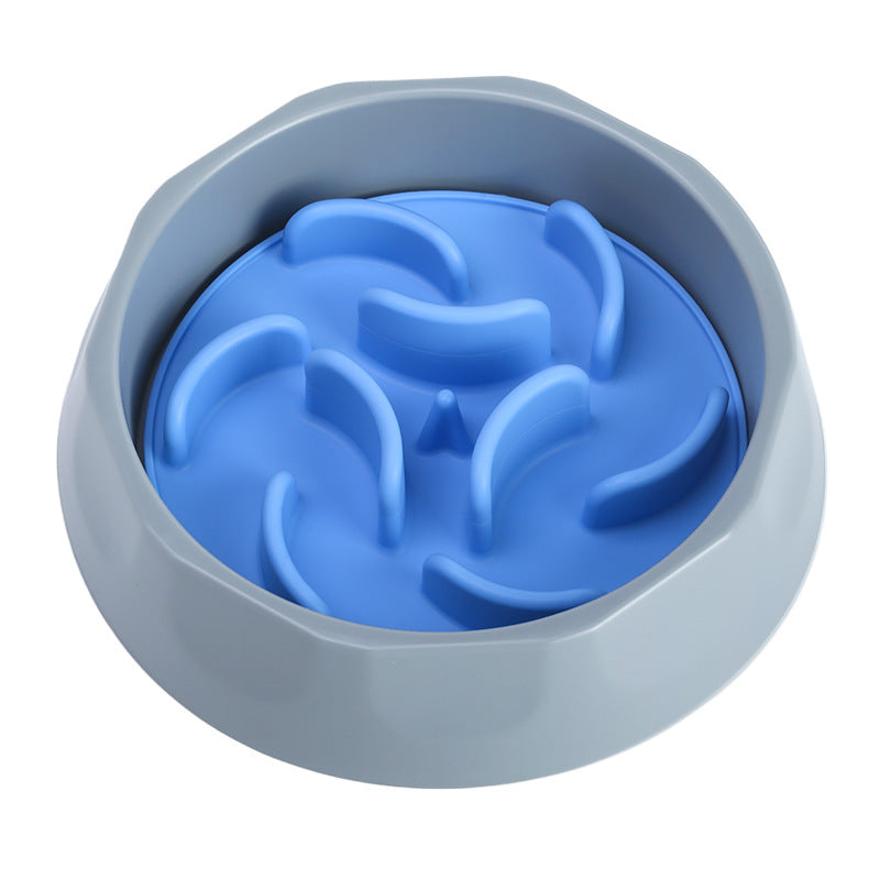 Slow Feeder Dog Bowl Set - Anti-Choke Puzzle Feeder Insert & Bowl - Blue
