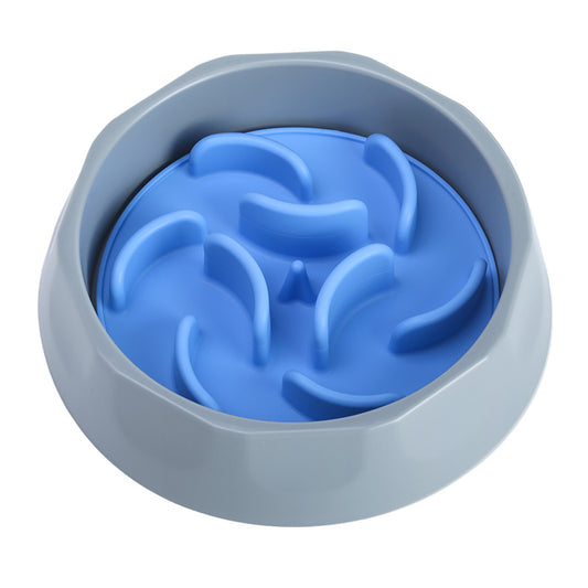 Slow Feeder Dog Bowl Set - Anti-Choke Puzzle Feeder Insert & Bowl - Blue