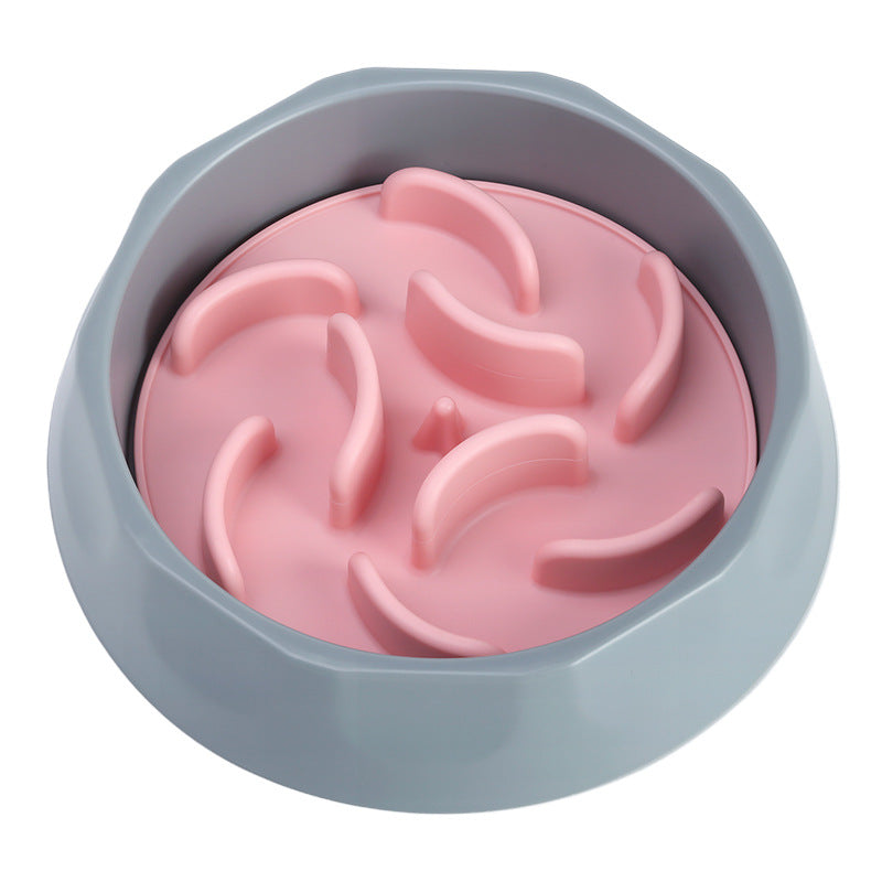 Slow Feeder Dog Bowl Set - Anti-Choke Puzzle Feeder Insert & Bowl - Pink