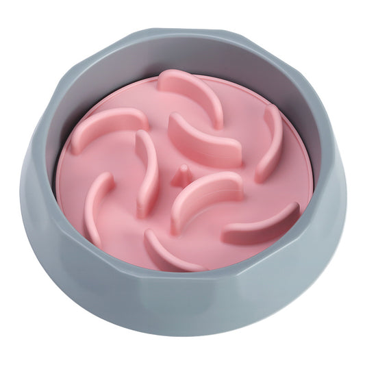 Slow Feeder Dog Bowl Set - Anti-Choke Puzzle Feeder Insert & Bowl - Pink