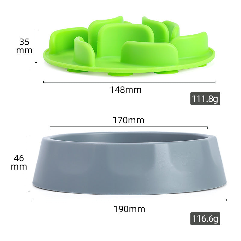 Slow Feeder Dog Bowl Set - Anti-Choke Puzzle Feeder Insert & Bowl - Pink
